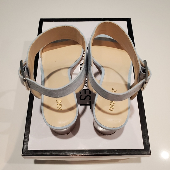 Powder Blue Sandals w/ Block Heel & Ankle Strap - Picture 5 of 6